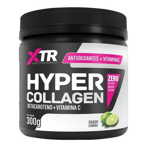 XTR Hyper Collagen 300g Colágeno Hidrolisado com Vitaminas – Sabor Limão – Pele, Unhas e Articulações – BR