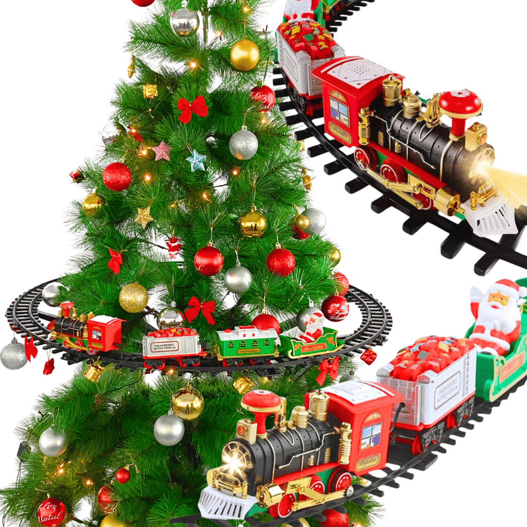 Trenzinho Natalino Para Árvore Trem De Natal Luz Movimento Som Papai Noel