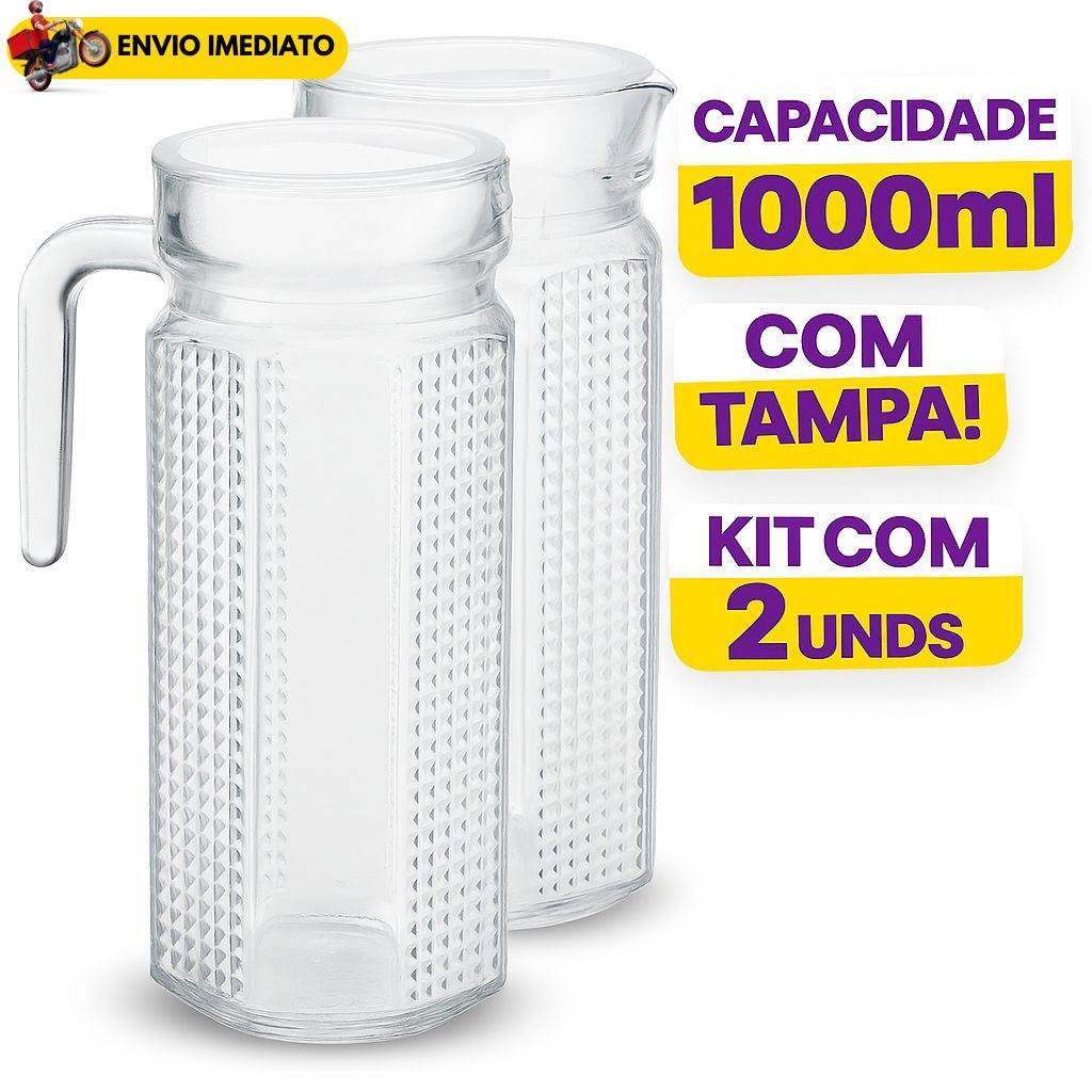 Jarras De Vidro Suíça 1 Litro Jarra Para Suco Água Vidro Resistente Transparente com Tampa em Oferta na Shopee
