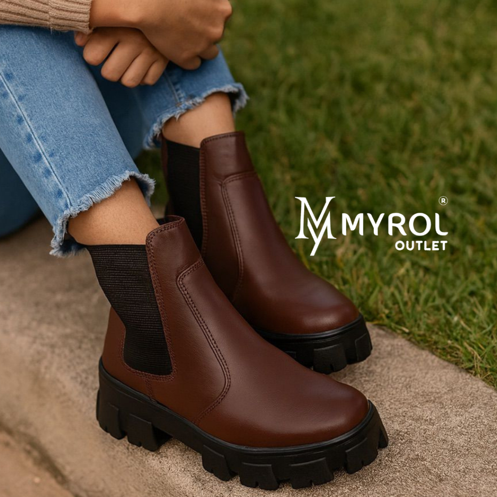 Bota Coturno Tratorada Chelsea Macia Confortável em Oferta na Shopee