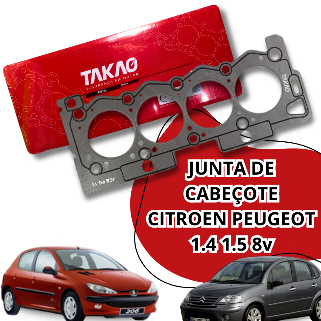 Junta Cabeçote Peugeot 206 207 208 1.4 1.5 8v TU3JP TU4M Takao