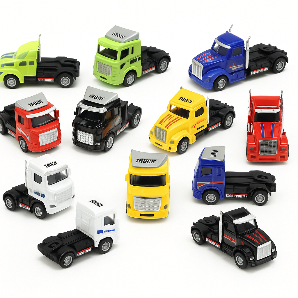 Brinquedo Caminhão Cavalo Mecânico Colecionável Miniatura 11cm Die-Cast Metal e Plástico