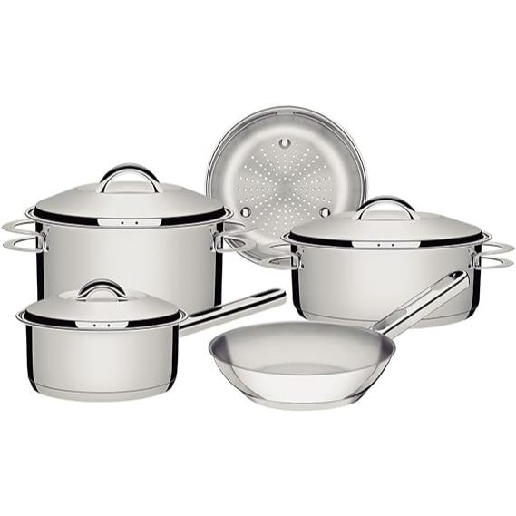 Jogo de Panelas Tramontina Solar em Aço Inox com Fundo Triplo e Tampas de Inox 5 Peças em Oferta na Shopee