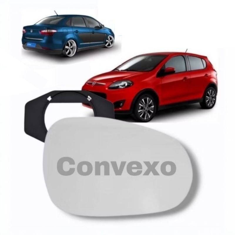 Espelho Lente Retrovisor Convexo Palio Attractive / Grand Siena 2012 até 2017 com Base Universal. Envio Imediato 📦🚀✨️