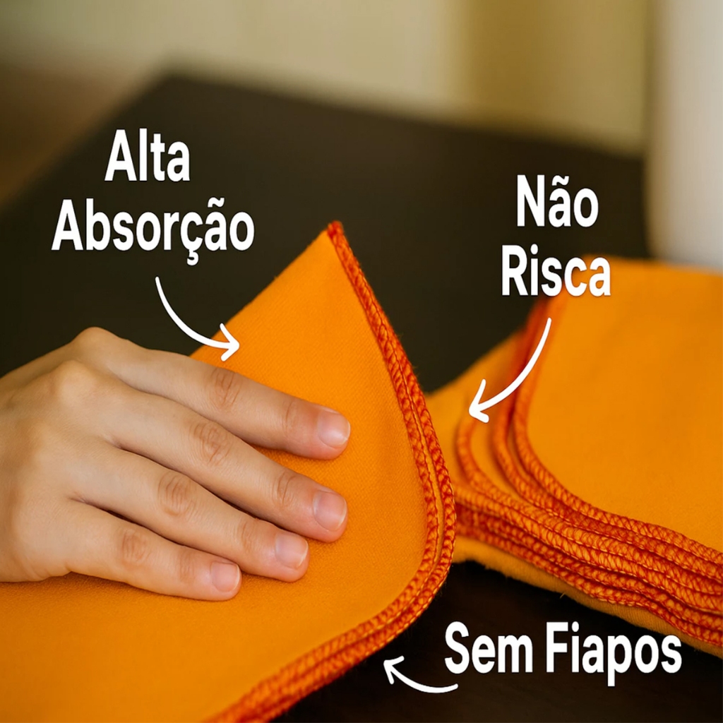 Flanelas Grande Laranja 100% Algodão Limpeza Sem Riscar Absorção Multiuso Automotivo 38x58cm — imagem 2 de 2