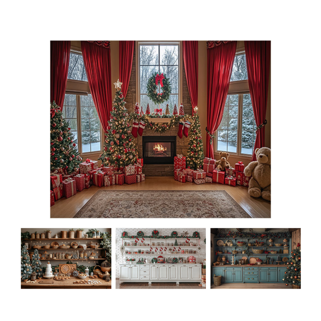 Fundo Fotográfico Tecido Sublimado 3D Natal 3,00x2,50 Horizontal Decoração