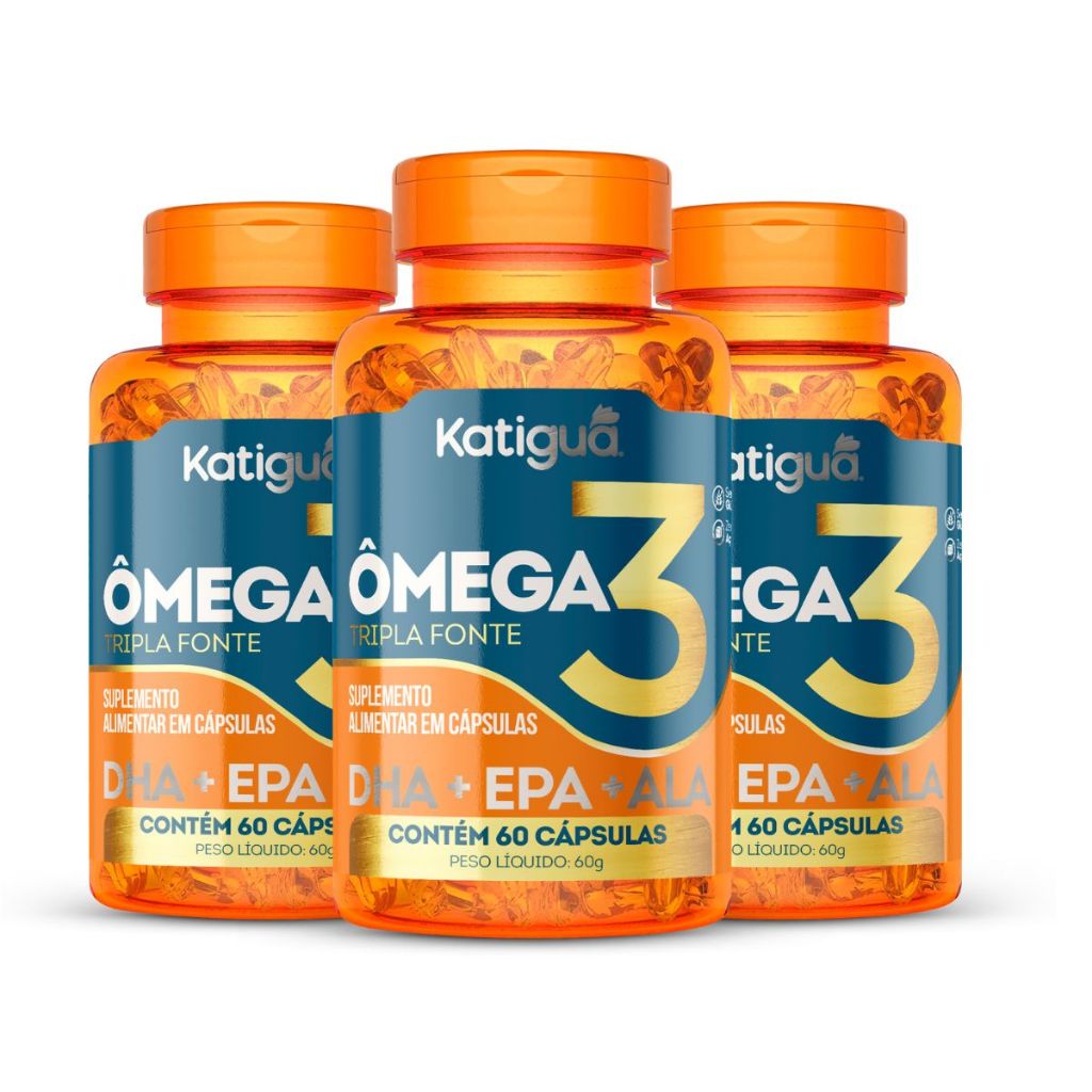 Kit 3 Omega 3 Tripla Fonte 1000mg Original Natural Puro 60Cápsulas 2 Potes ou 1 Pote