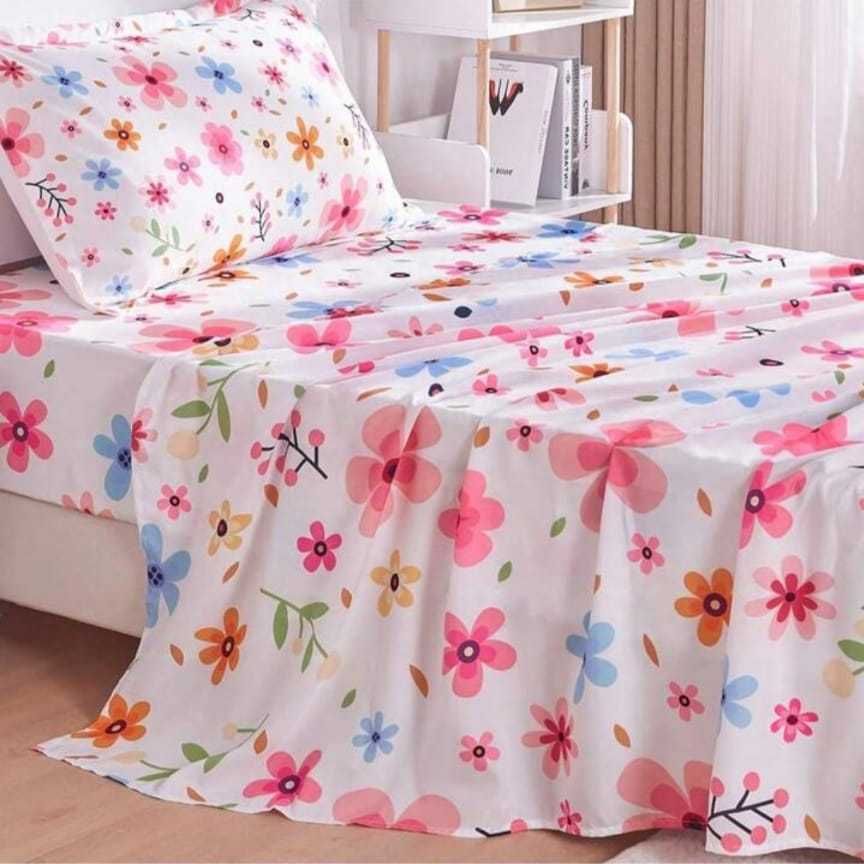 Jogo De  Lençol Solteiro 3 Peças Jogo Roupa de Cama Virol Com Elástico Estampado