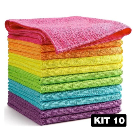 Kit 10 Panos De Limpeza Microfibra alta absorção Multiuso