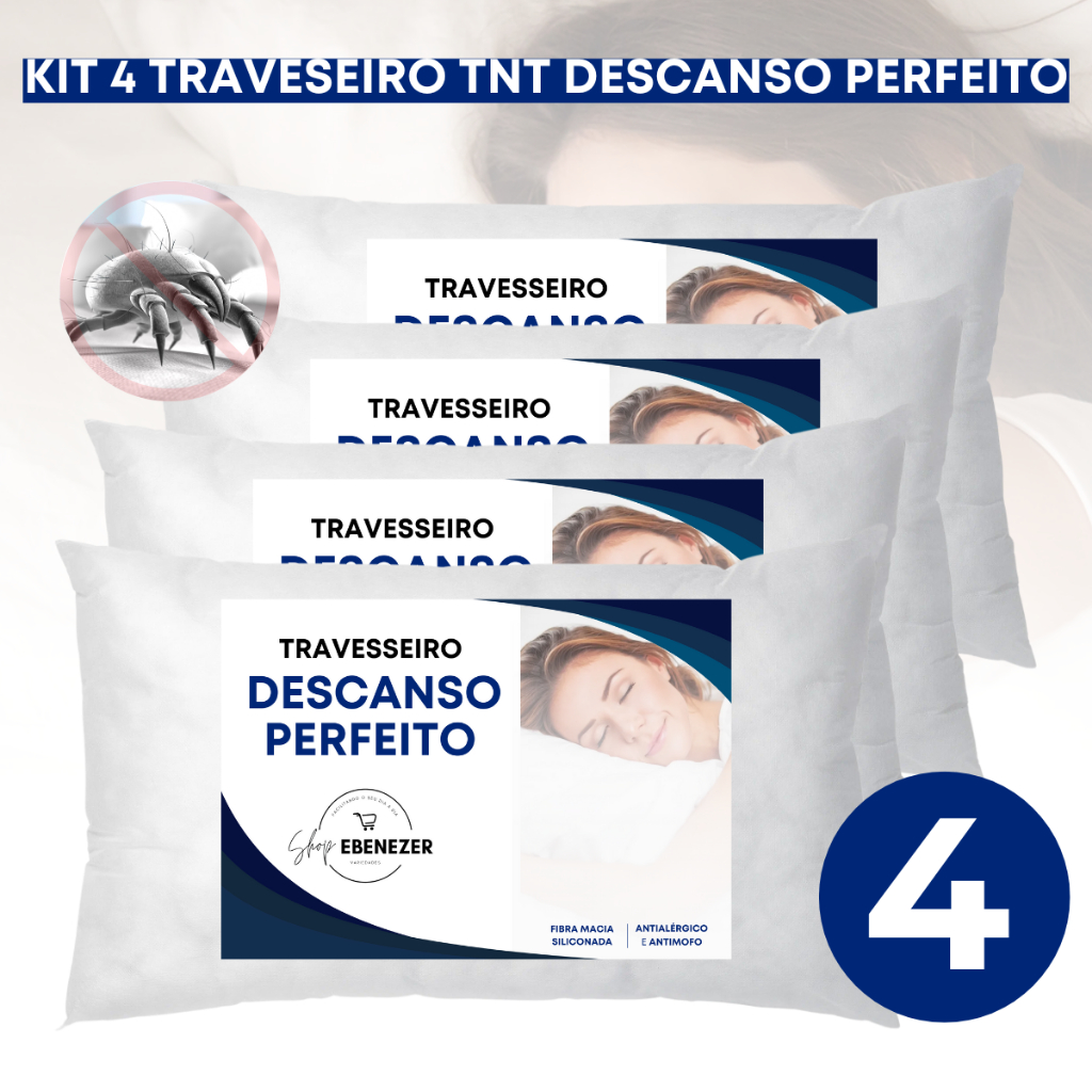 Kit 4 Travesseiro Confort Enchimento Em Fibra Siliconada Antialérgico Extra Macio Resistente Premium