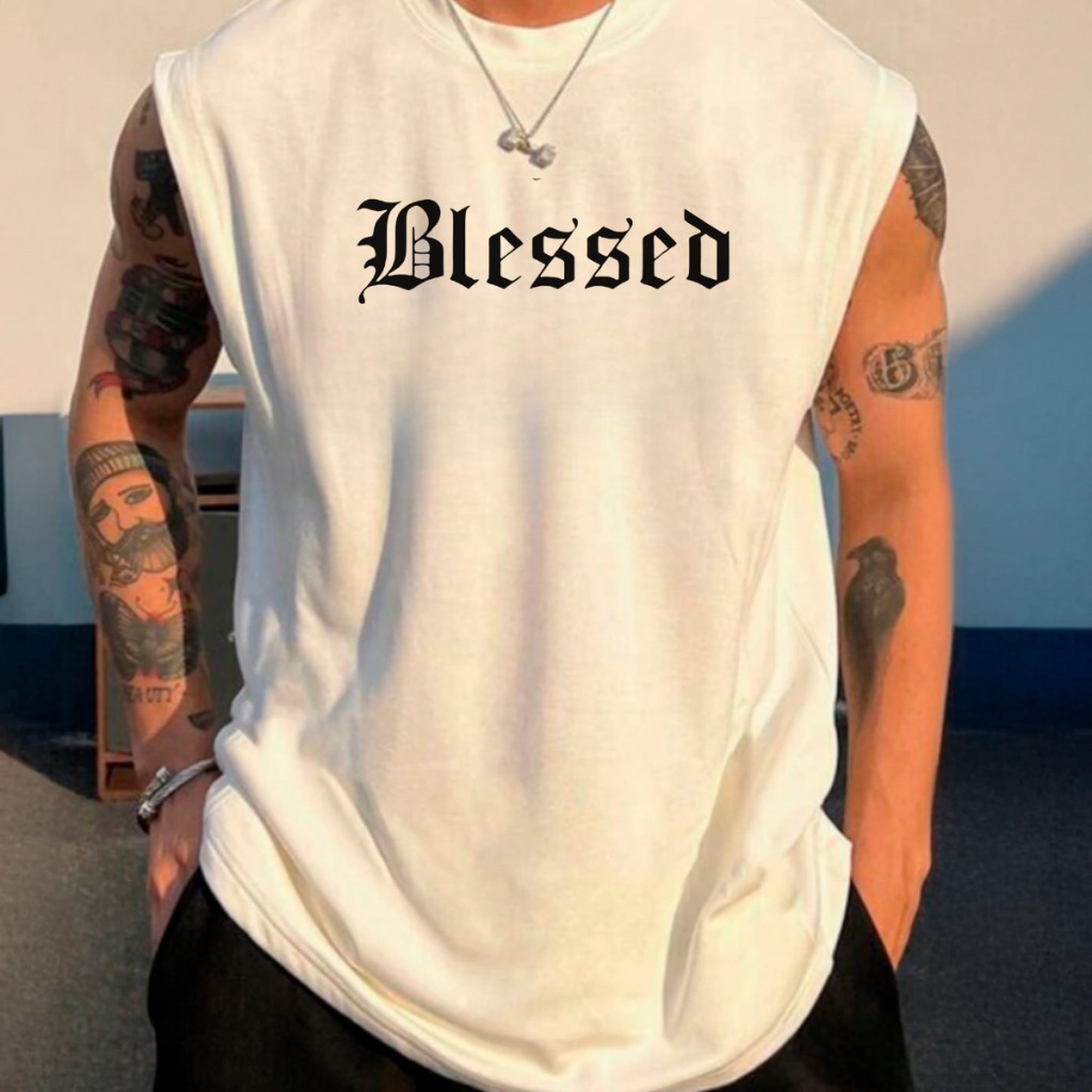 Camiseta Regata Machão Blessed Masculina Camisa Cavada Blessed Academia Casual