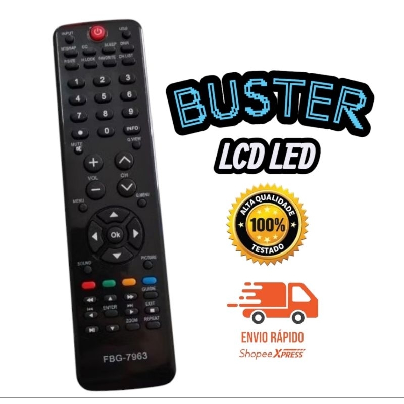 Controle Remoto Compativel Tv Buster TV 32” HBTV- 32L03HD TV 42” HBTV- 42L03FD FBG-7963