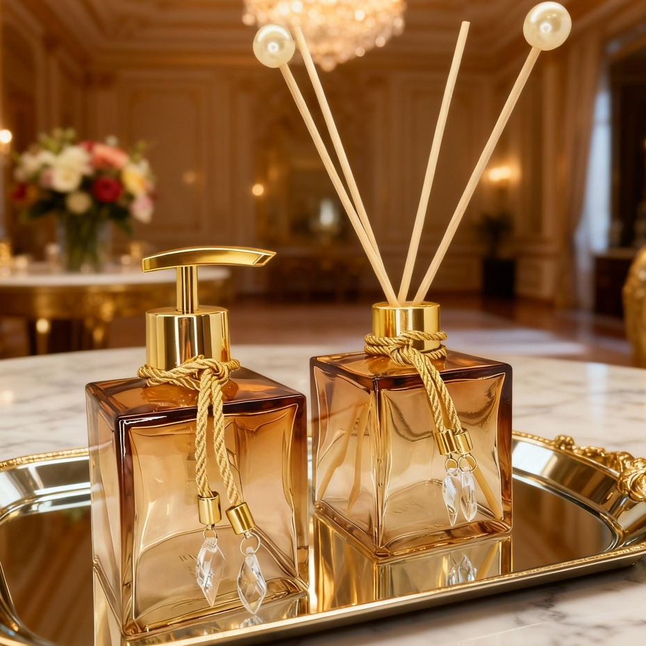 Kit Lavabo Vidro 250 ml Completo Luxo Com Bandeja Promoção Decorativo Ambar Banheiro Presente Chique em Oferta na Shopee