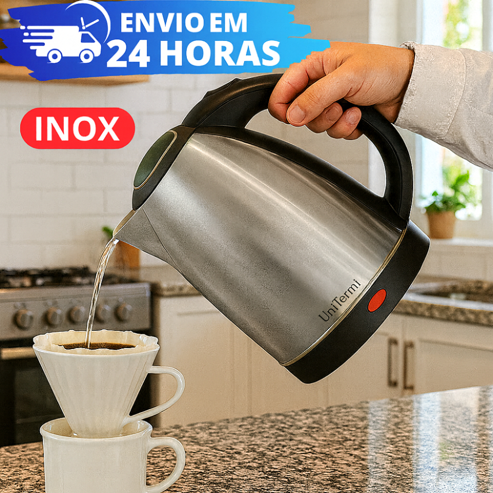 Chaleira Elétrica Térmica Bule Com Tampa Aço Inox 1,8L REFORÇADO