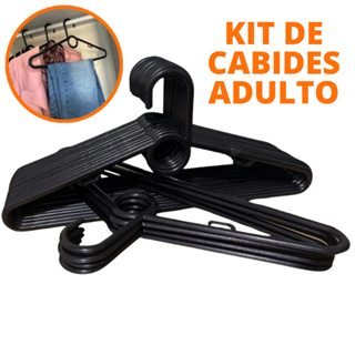 Kit 10/20/30/50 Unidades de Cabides Preto Reforçado para Guarda Roupa em Oferta na Shopee