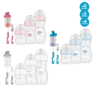 Kit Mamadeiras Buba Anticolica 120/270/330 ml Bico Redondo Tampa Antivazamento + Escova de Lavar em Oferta na Shopee