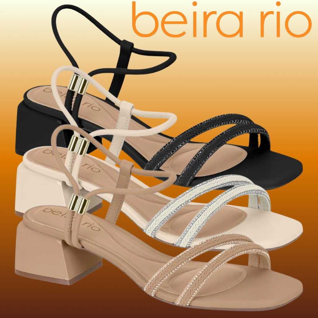 Sandália Salto Médio Quadrado Beira Rio Original | Lançamento ! | Original ! em Oferta na Shopee