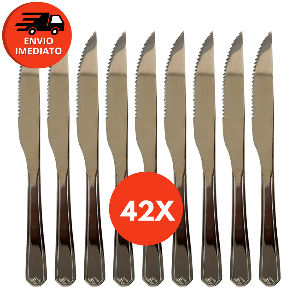 Kit Faca Mesa Refeição Jogo Talher Jantar Churrasco Inox Premium Cozinha Buffet Restaurante Bar
