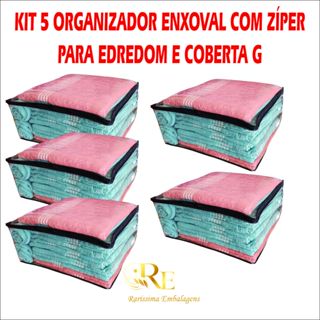Kit 5 Saco Organizador zíper Cobertor Casaco Guarda Roupa Anti-Poeira Anti-Umidade Multiuso 48 x 42 x 24 em Oferta na Shopee
