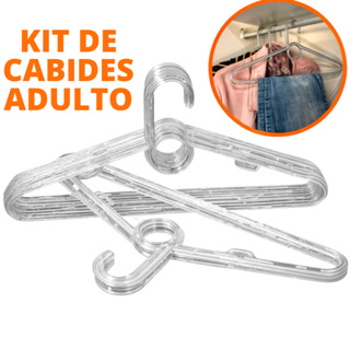Kit 50 Unidades de Cabides Reforçado Branco Preto e Transparente de Adulto Antideslizante em Oferta na Shopee