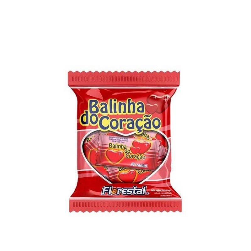 Bala Dura Balinha do Coração Morango com Leite Condensado Pacote 108g