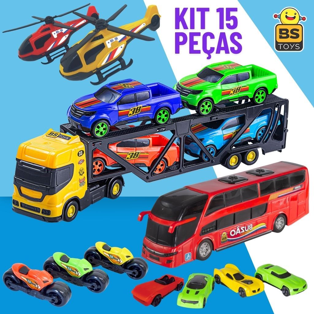 Brinquedos de menino KIT 15PÇS BRINQUEDO MENINO CAMINHAO ONIBUS CEGONHA MOTOS CARROS DIA DAS CRIANCAS