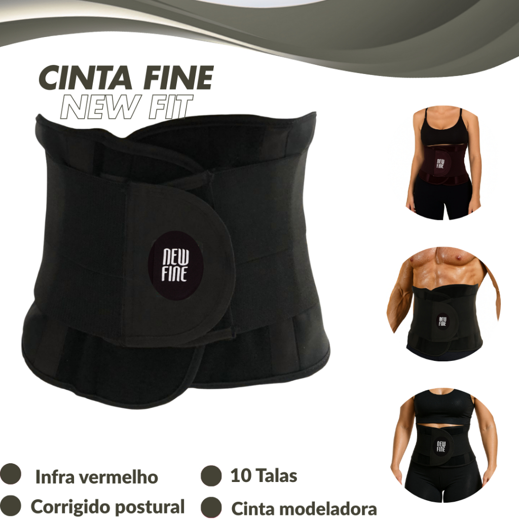 Cinta modeladora abdominal com 10 talas e 5  e infra vermelho longo e imã feriti e materiais respiratorios