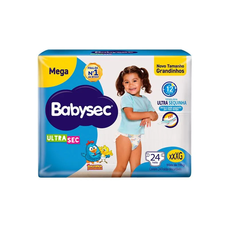 FRALDA BABYSEC GALINHA PINTADINHA MEGA XXXG / 24 em Oferta na Shopee