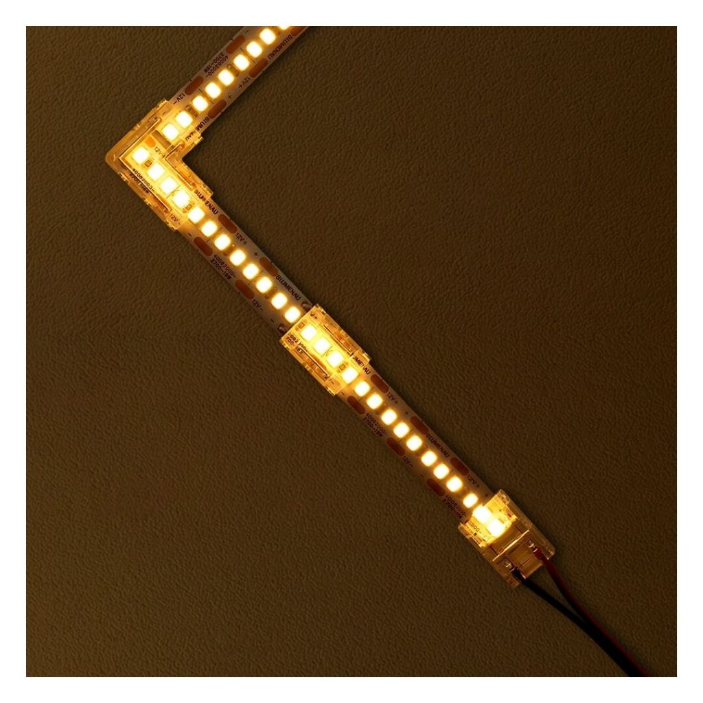 Emenda L 2 Vias Fita 240 LED SMD-2835 3528 Cor Única 10mm 12V 24V 110V 220V Conector Sem Solda