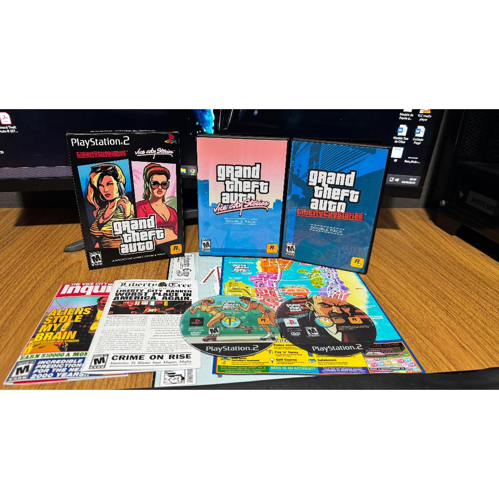 Box GTA com Manual/Mapa/Caixa para PS2 ( Liberty City Stories e Vice City Stories )