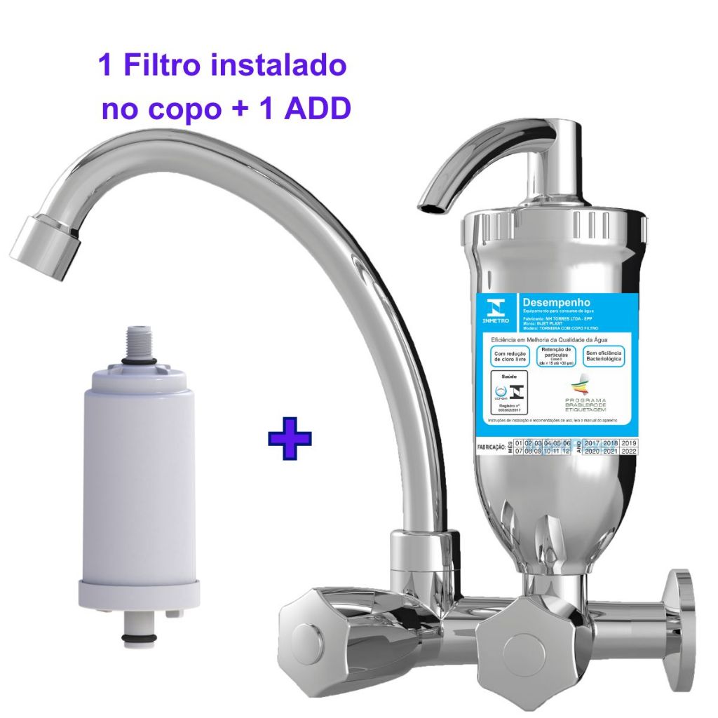 Torneira Com Filtro de Parede 1/4 De Volta 2167 C50 Cromada Abs + 1 Vela Pró Saúde em Oferta na Shopee