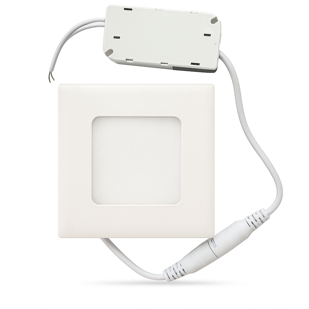 Plafon Painel de LED QUADRADO de Embutir 9cm de diâmetro Bivolt (110/220V)- 3W - 6500k