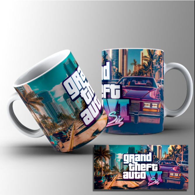 Caneca Porcelana GTA IV 6 Jogo PS5 Game Personalizada Porcelana ou Plastico