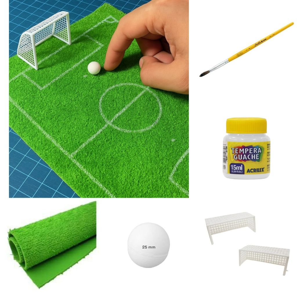 Kit Maquete Campo de Futebol 6 itens Trabalho Escolar