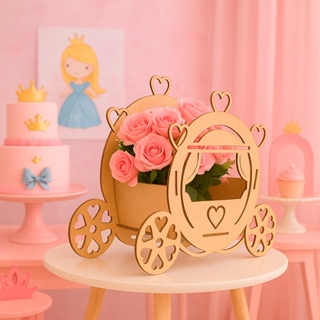 Kit Cachepô Carruagem Princesa em MDF Cru Decoração de Centro de Mesa para Aniversário Infantil em Oferta na Shopee