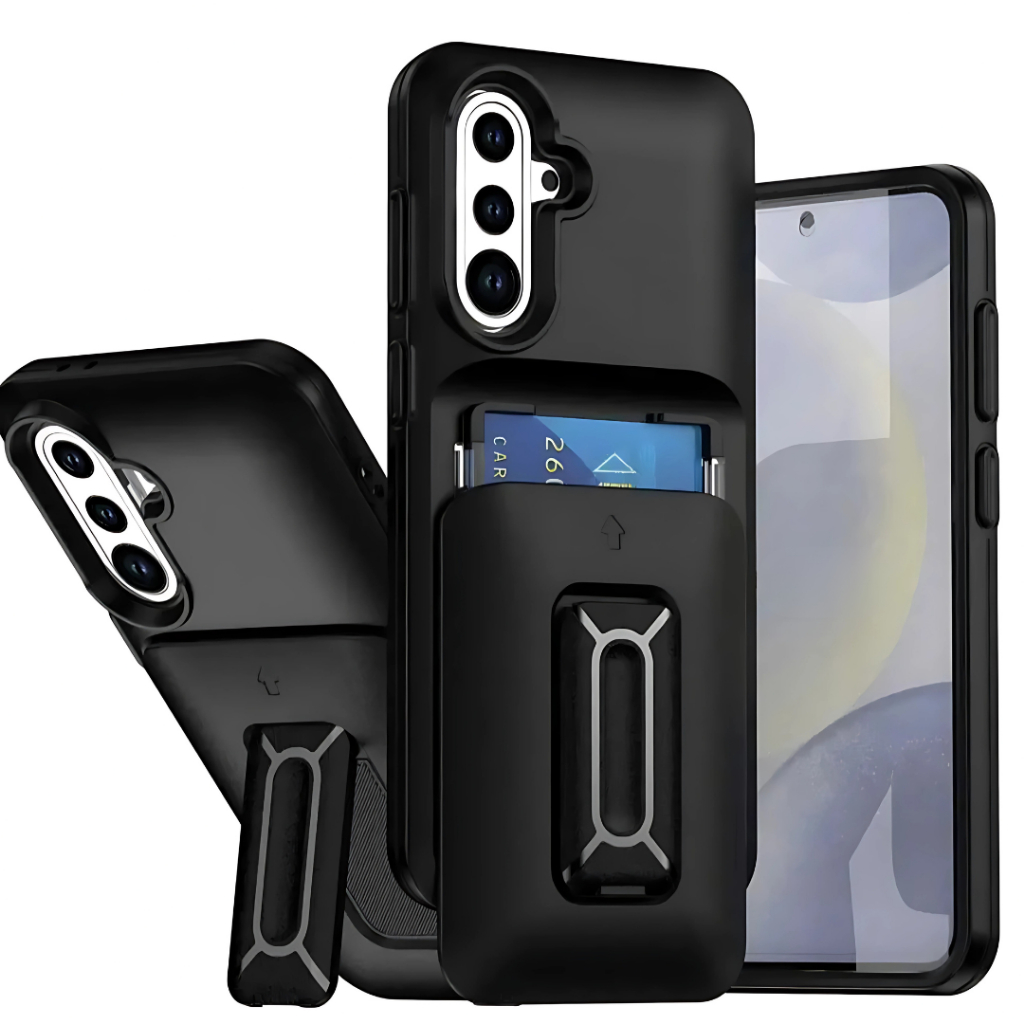 Capa Capinha Case Preta Com Suporte e Porta Cartão Para Samsung Galaxy S24 Plus em Oferta na Shopee