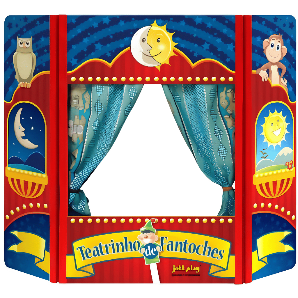 Teatro De Fantoches 99x65cm Jott Play Colorido Para Usar Sobre a Mesa Brinquedo de Madeira Educativo