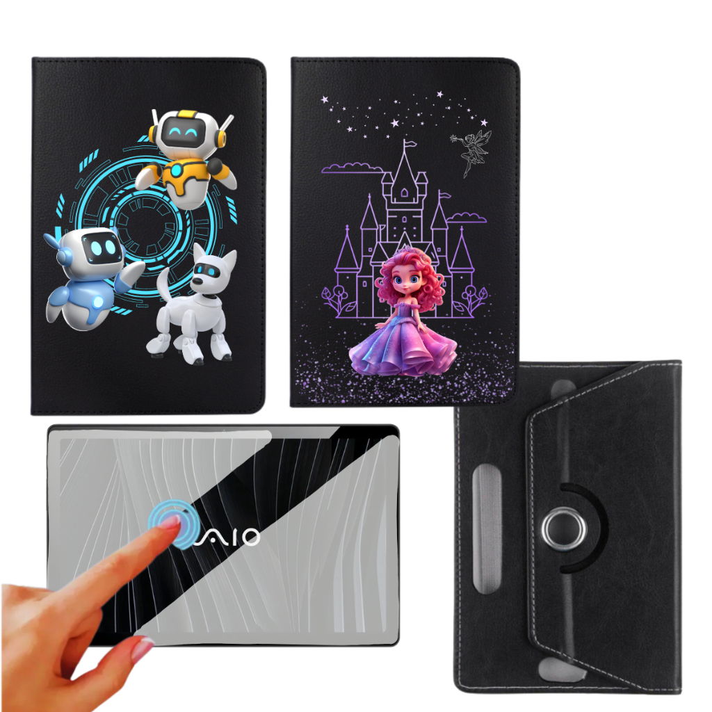 Kit Capa Giratória Estampada + Película de Plástico para Tablet VAIO TL10 10.4 Polegadas - Proteção Completa