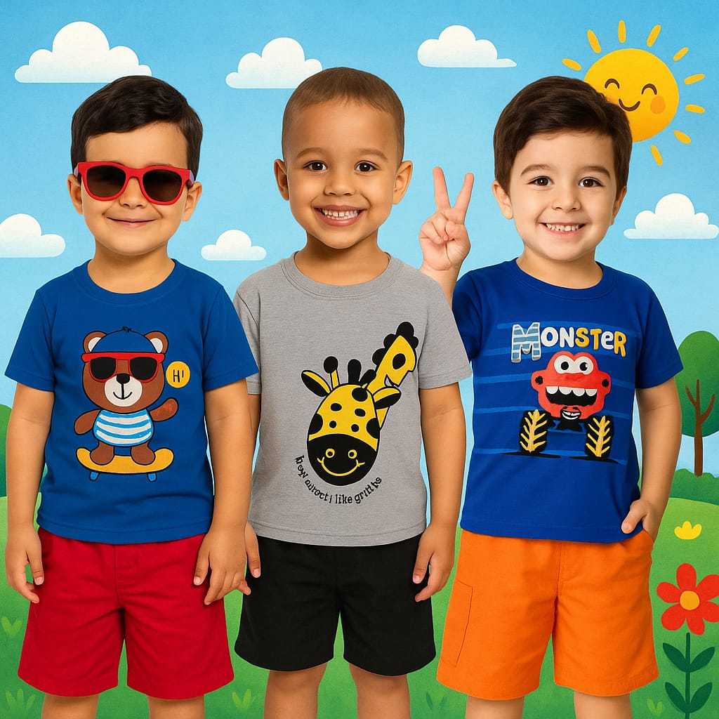 Conjuntos Infantil Masculino Lançamento Juvenil 2 à 12 Anos Moda Verão
