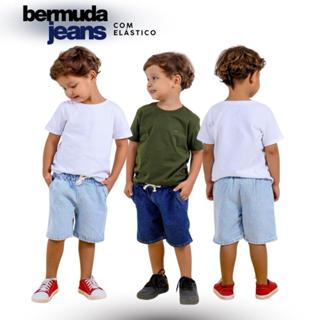 Bermuda Jeans Infantil Menino Bebê Roupa Casual Cós Elástico e Cordão, 01, 02, 03, 04, 05, 06Anos em Oferta na Shopee
