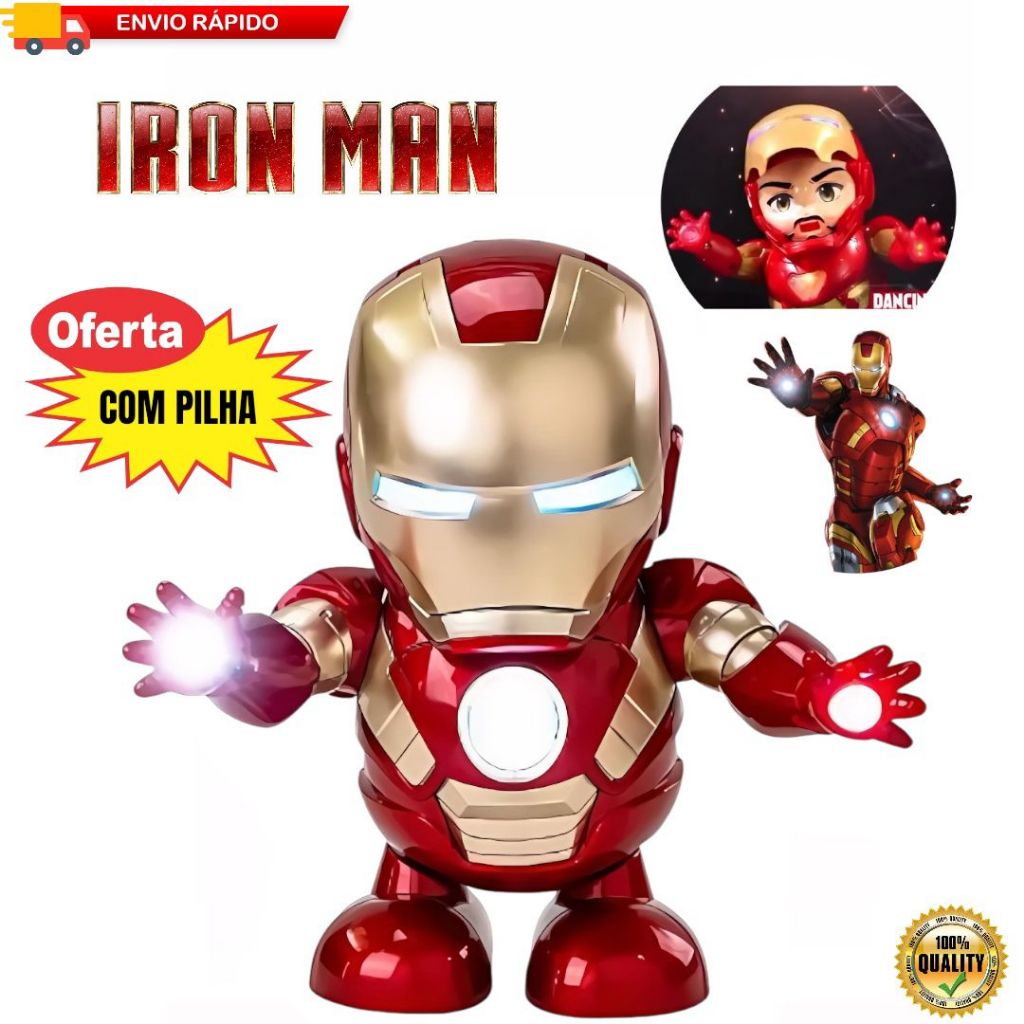Boneco Homem de Ferro Dançarino Musical com Luzes e Som – Dance Hero