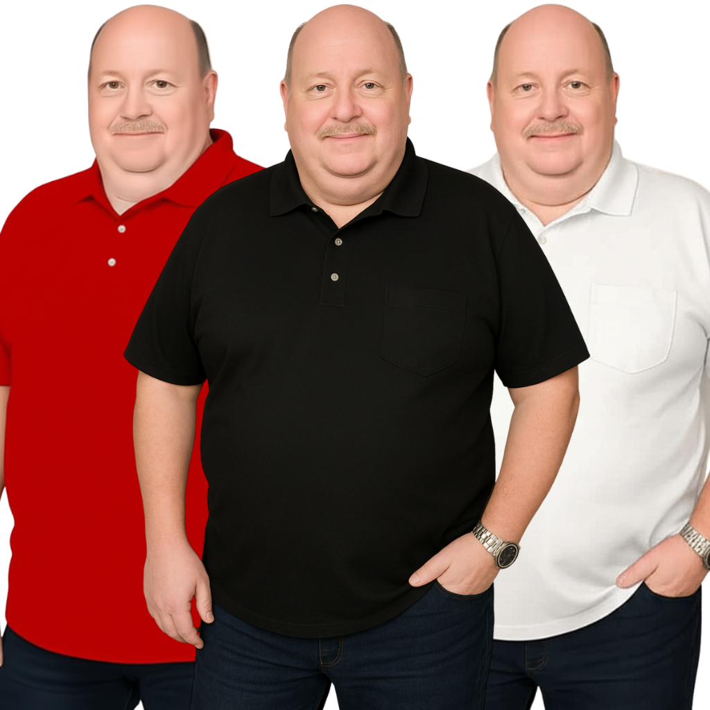 Kit 3 Camisas Polo com Bolso Plus Size Masculina G1 ao G9 Camisa Piquet Algodão pré-encolhido