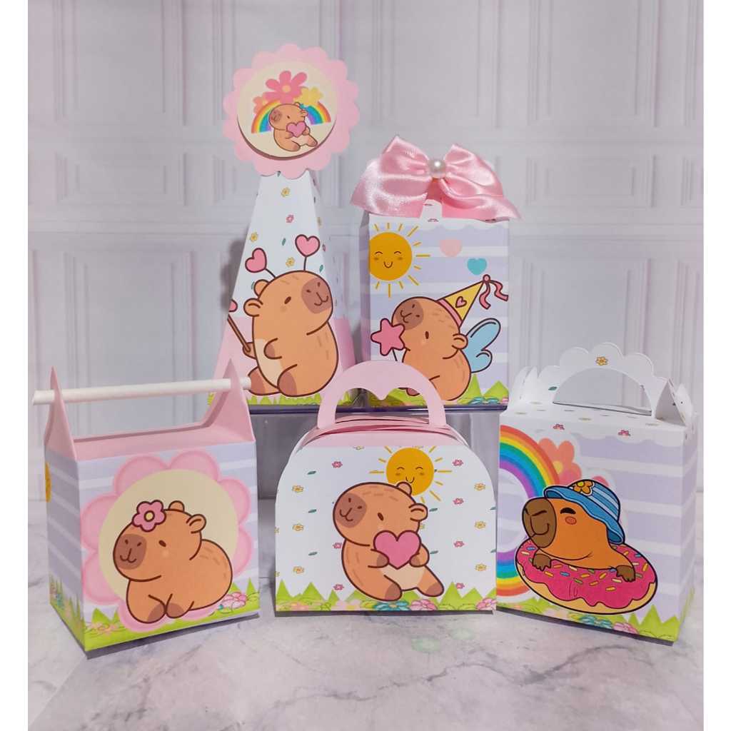 Kit Caixinha Personalizada -Capivara-Festa-Lembrancinha-Aniversário-