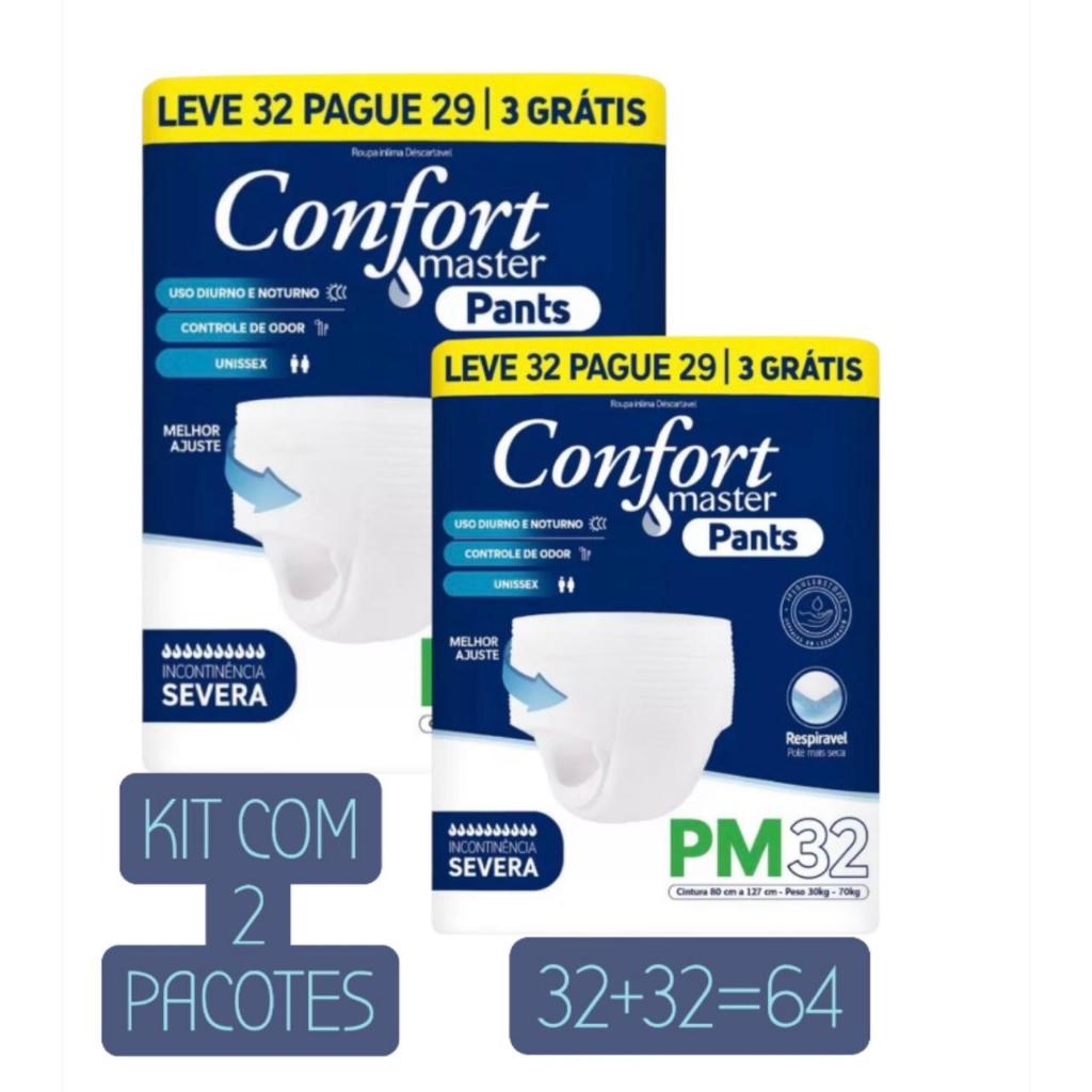 Fralda descartável geriátrica Kit c/2 Pacotes  Confort Master Pants incontinência severa 64 un total