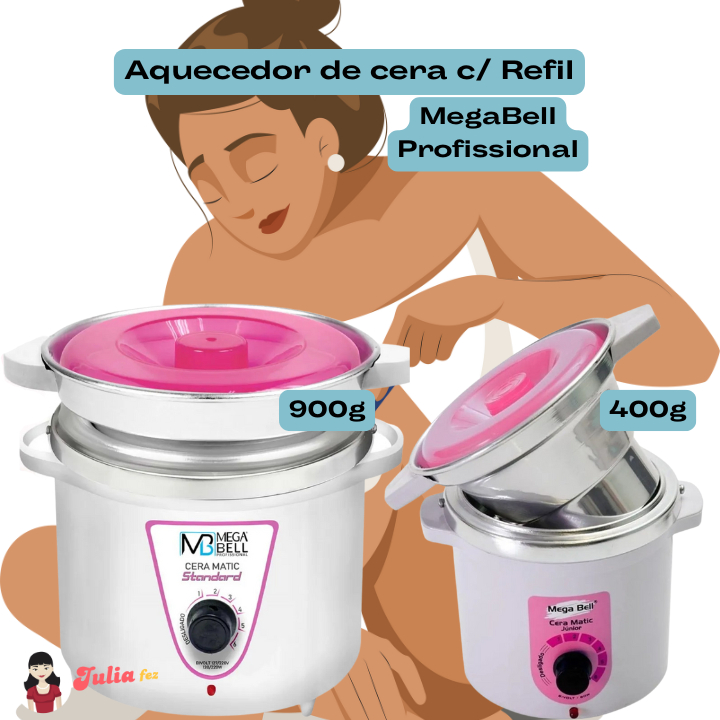 Aquecedor Profissional De Cera Mega Bell c/ Refil -Bivolt 400g ou 900g