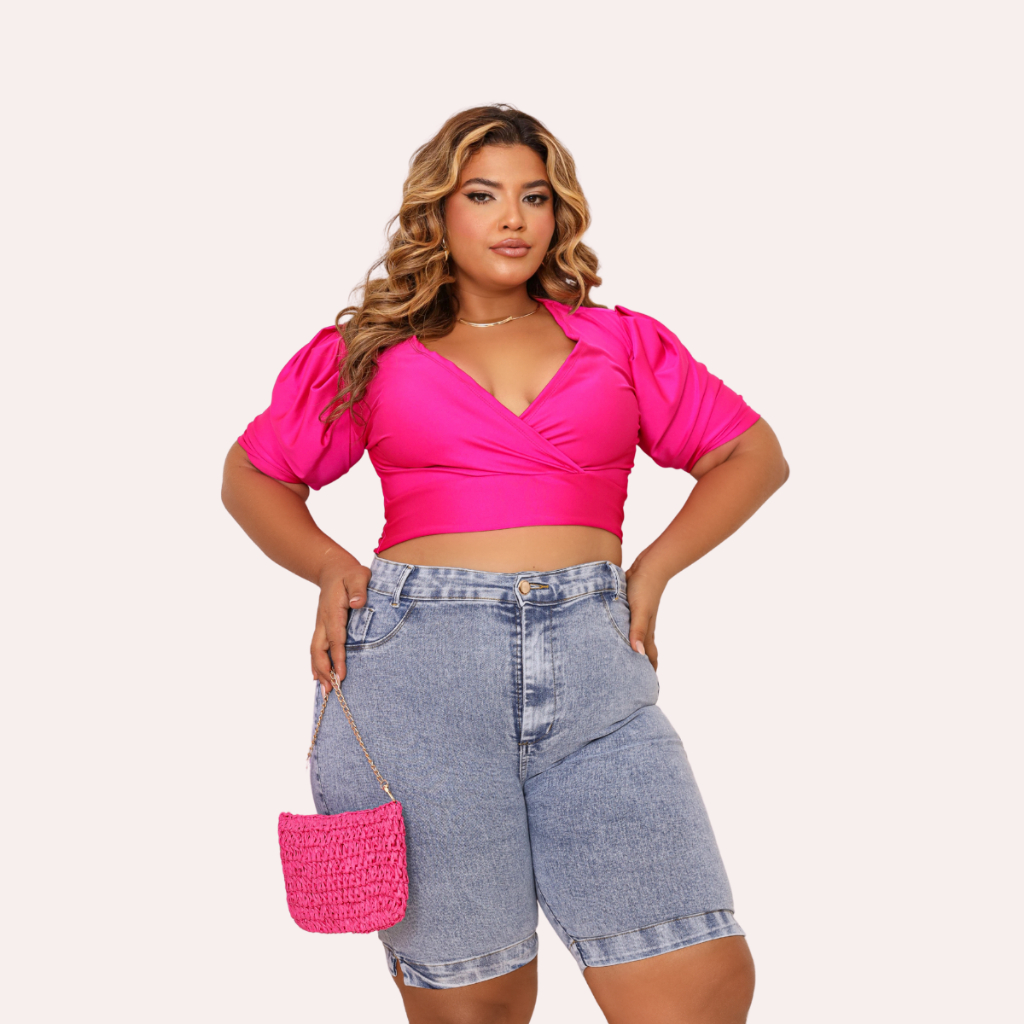 Kit 3 Bermudas Jeans Feminina Plus Size Curve Premier Cintura Alta Lycra Levanta Bumbum 48 ao 58
