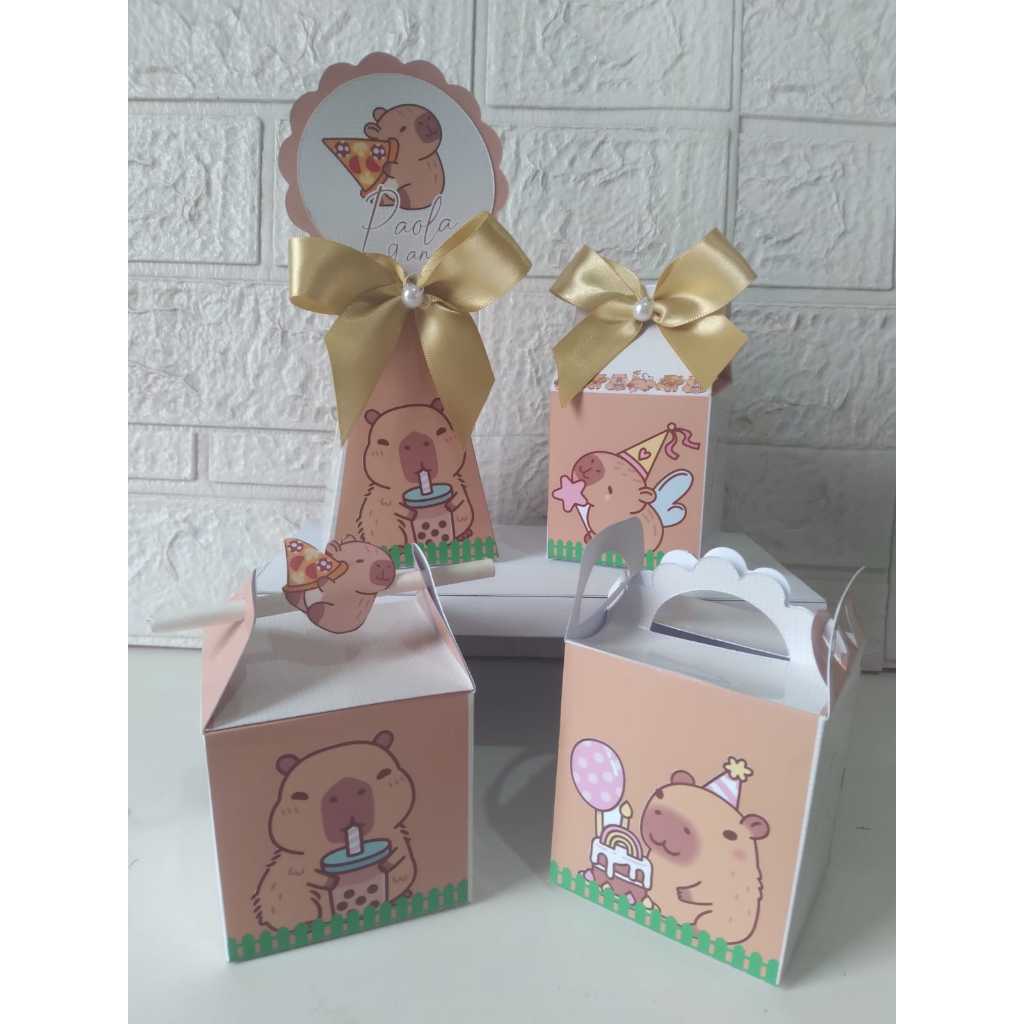 Kit Festa Personalizados Capivara menina | Lembrancinhas | Mimos | Caixinhas para festa /brindes/Festa- PEGUE E MONTE