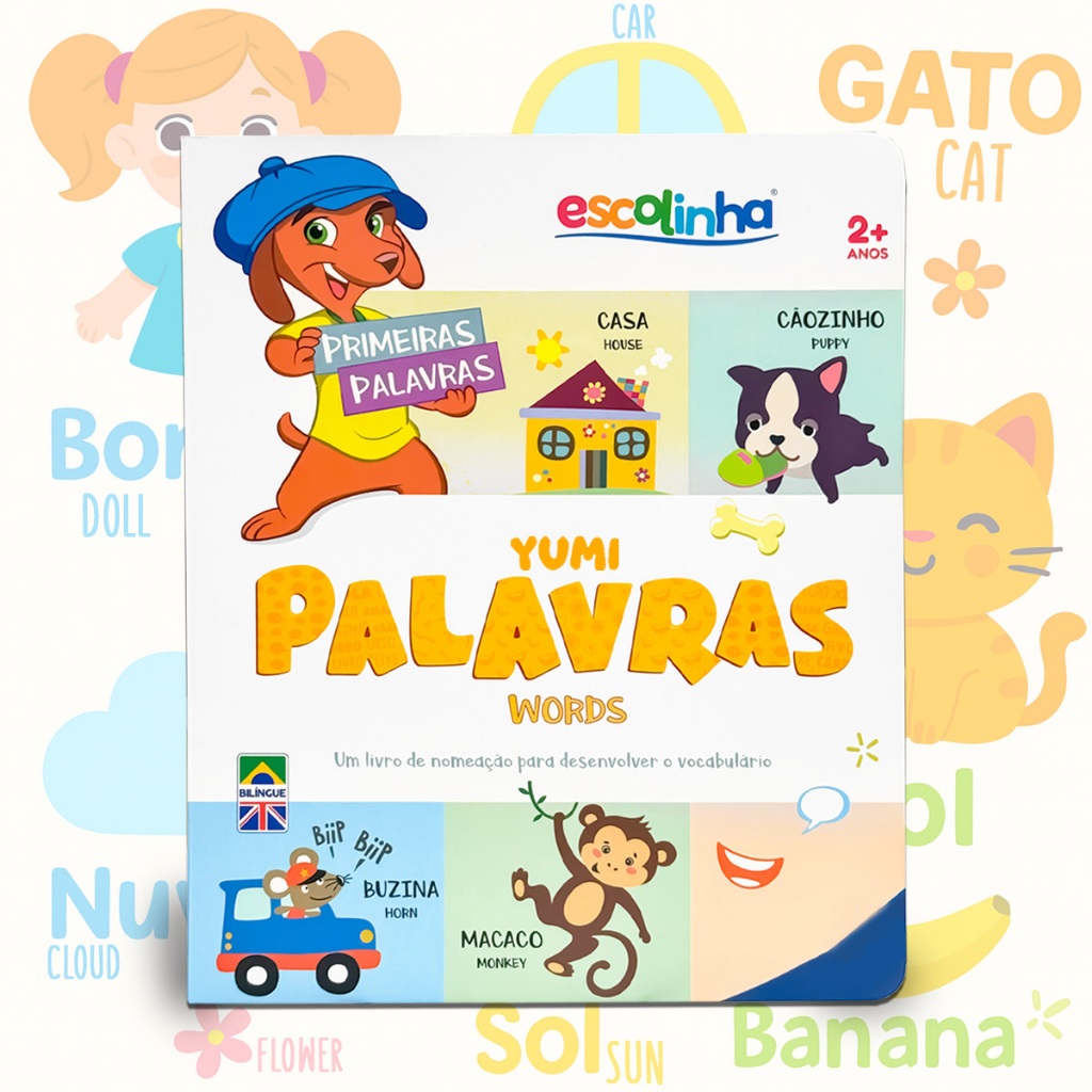 Livro Infantil Bebê Primeiras Palavras em Inglês e Português Montessori 2+ Anos Capa Dura Premium em Oferta na Shopee