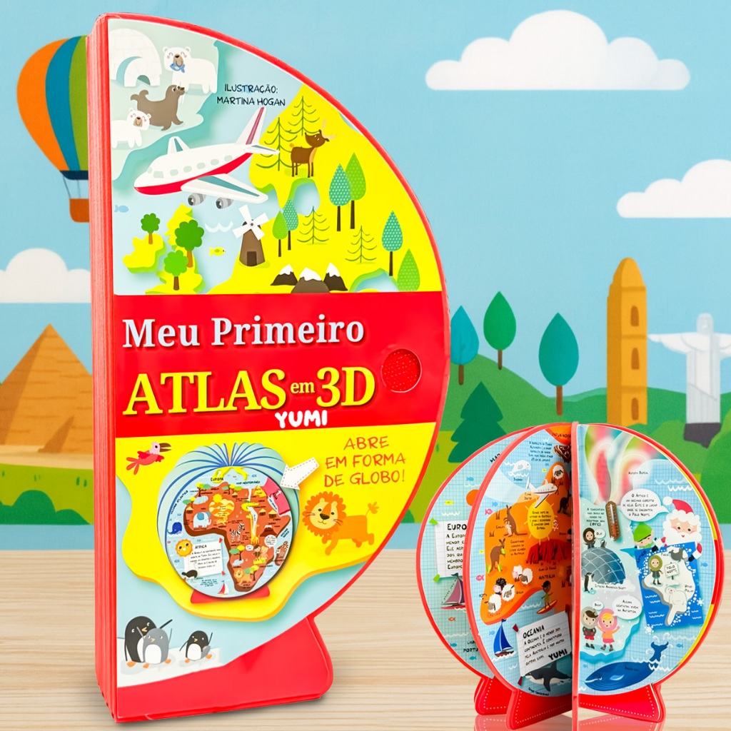 Livro Infantil Ilustrado Educativo Meu Primeiro Atlas 3D - Globo Educativo Para Crianças Animais E Lugares em Oferta na Shopee