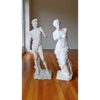 Kit Estátuas David e Vênus de Milo | Esculturas Gregas Renascentistas para Decoração Sofisticada em Oferta na Shopee